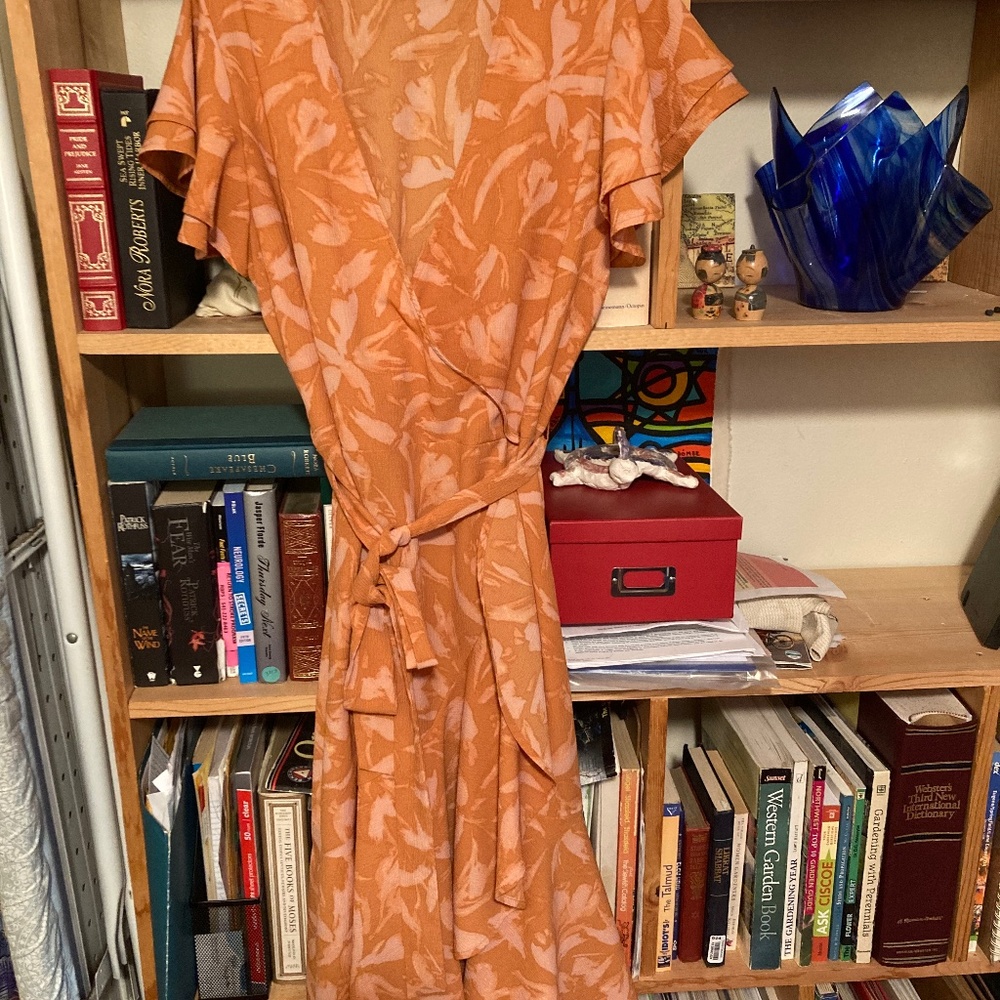 Cap sleeve orange midi dress size xl ‘a new day’